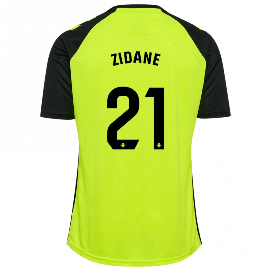 Hombre Fútbol Camiseta Elyaz Zidane #21 Amarillo Fluorescente Negro 2ª Equipación 2024/25