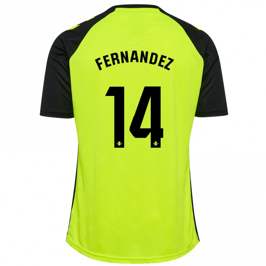 Hombre Fútbol Camiseta Quique Fernández #14 Amarillo Fluorescente Negro 2ª Equipación 2024/25