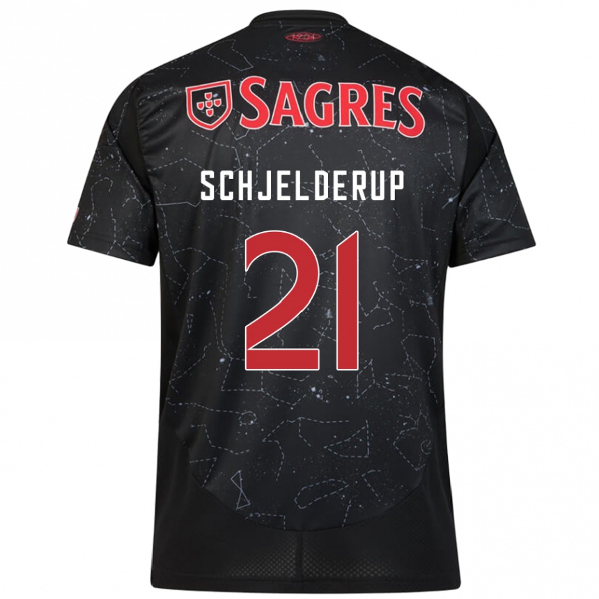 Hombre Fútbol Camiseta Andreas Schjelderup #21 Negro Rojo 2ª Equipación 2024/25