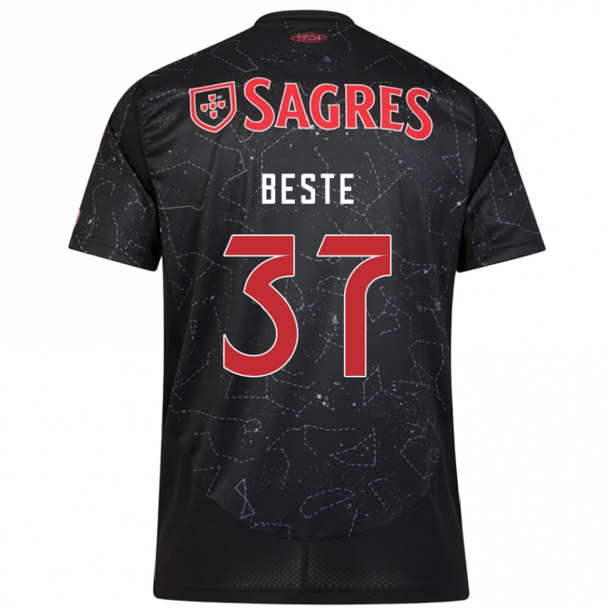 Hombre Fútbol Camiseta Jan-Niklas Beste #37 Negro Rojo 2ª Equipación 2024/25