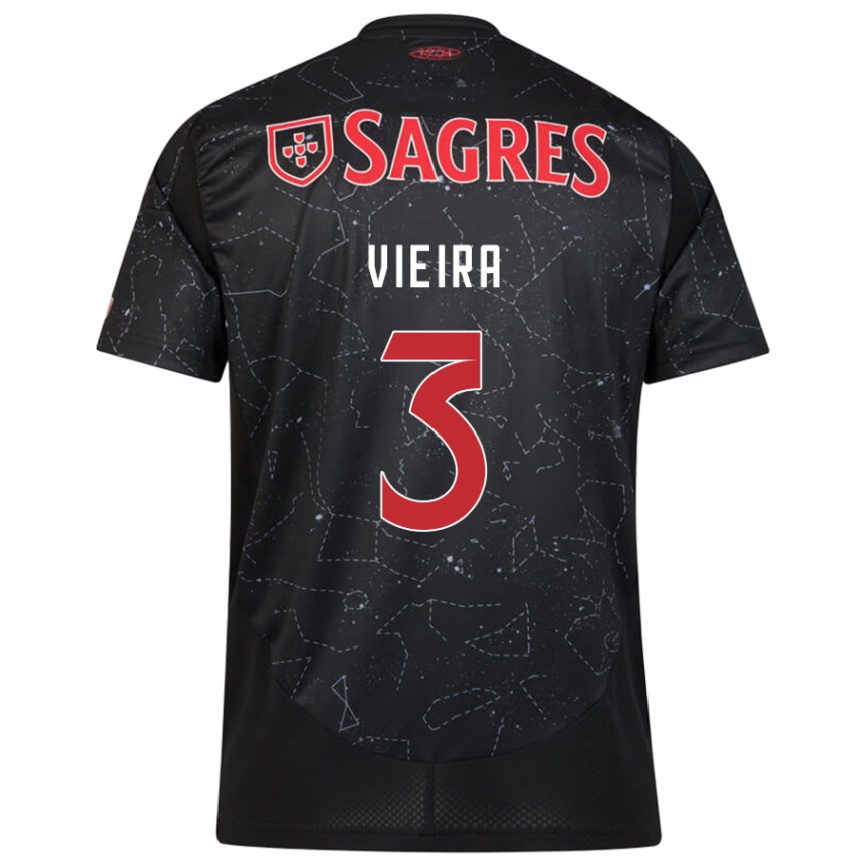 Hombre Fútbol Camiseta Miguel Vieira #3 Negro Rojo 2ª Equipación 2024/25