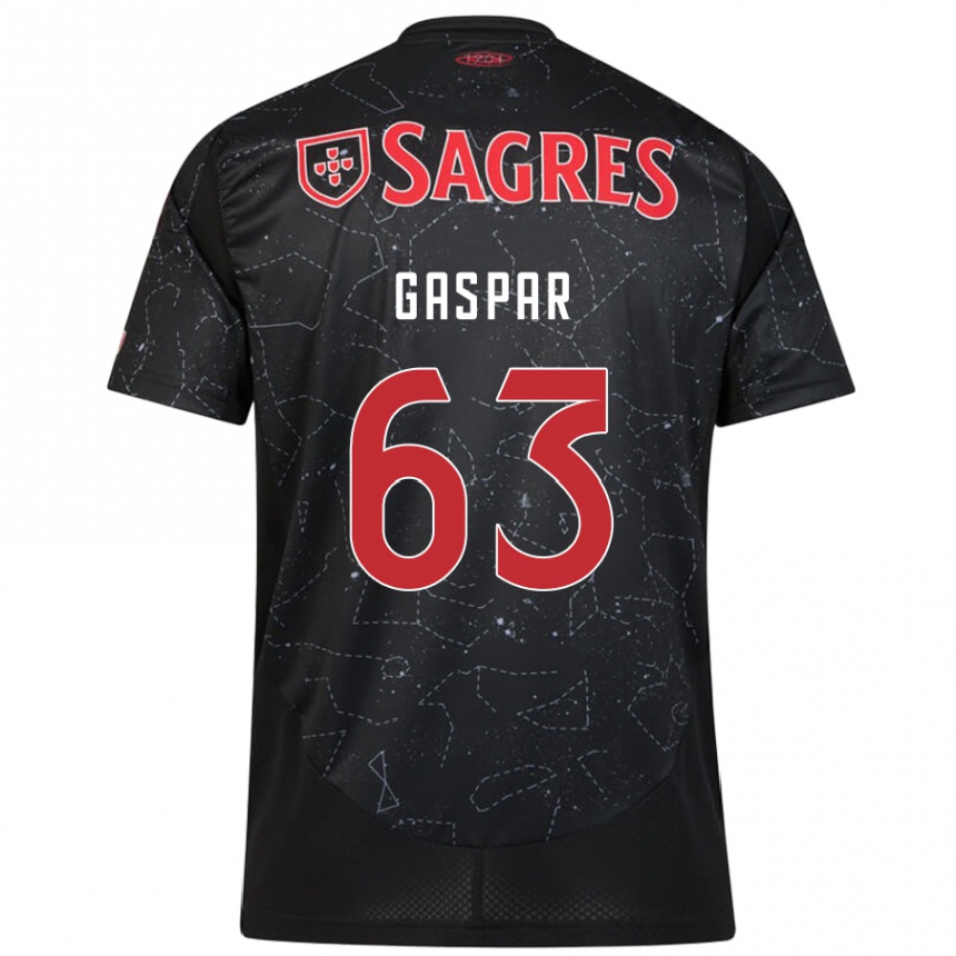 Hombre Fútbol Camiseta Guilherme Gaspar #63 Negro Rojo 2ª Equipación 2024/25