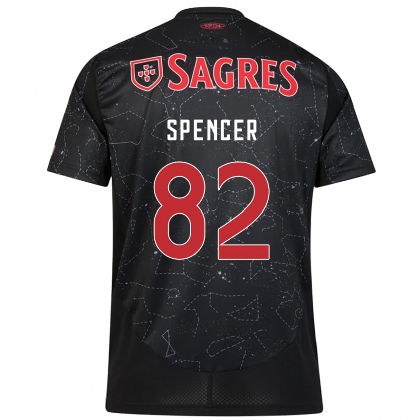 Hombre Fútbol Camiseta Diogo Spencer #82 Negro Rojo 2ª Equipación 2024/25