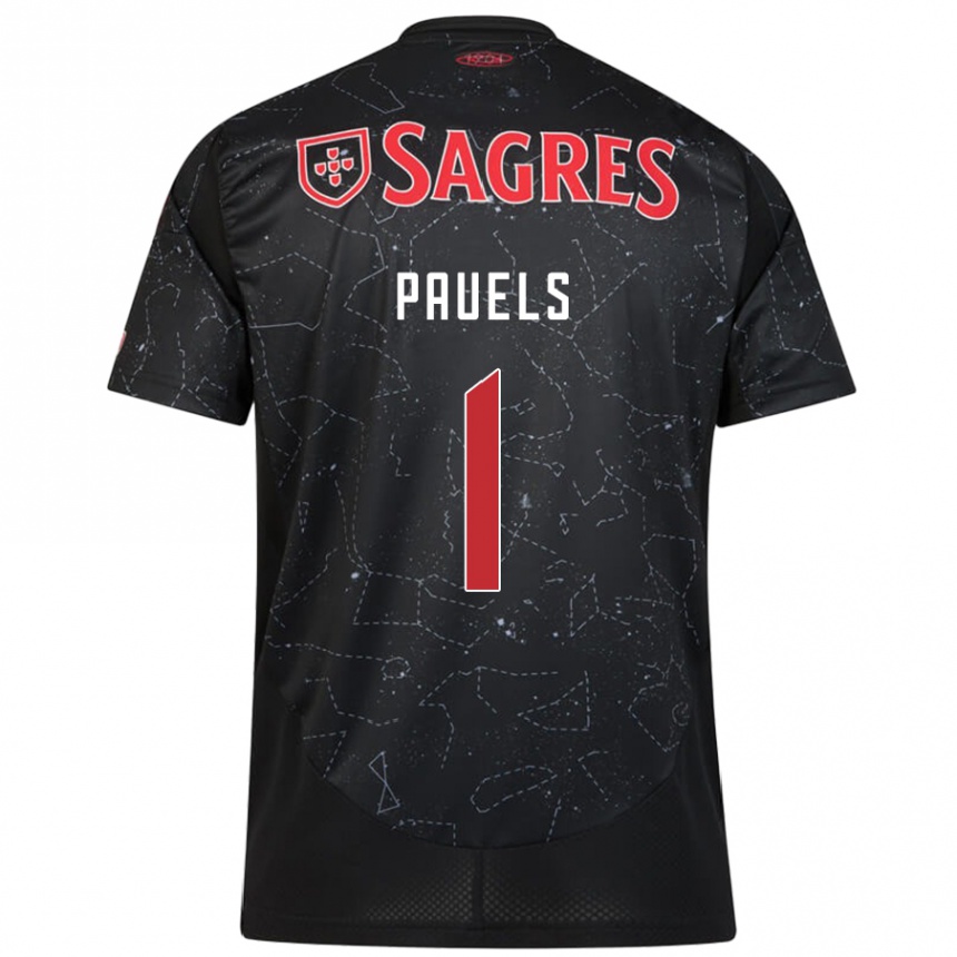 Hombre Fútbol Camiseta Lena Pauels #1 Negro Rojo 2ª Equipación 2024/25