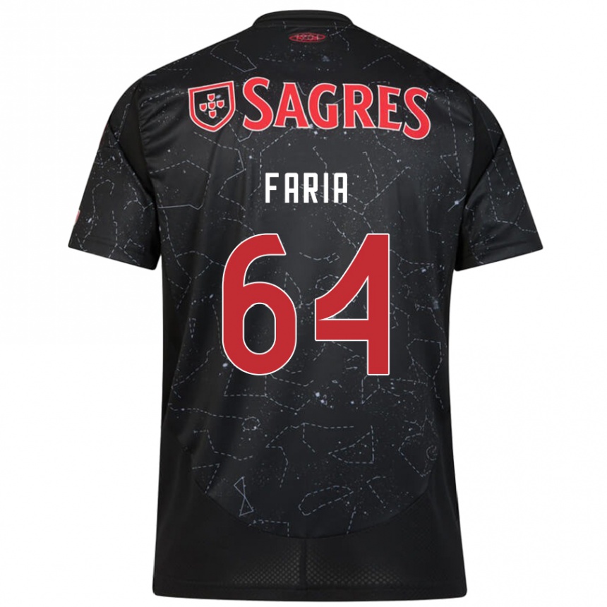 Hombre Fútbol Camiseta Hugo Faria #64 Negro Rojo 2ª Equipación 2024/25