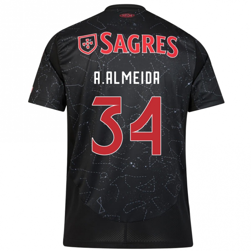 Hombre Fútbol Camiseta Andre Almeida #34 Negro Rojo 2ª Equipación 2024/25