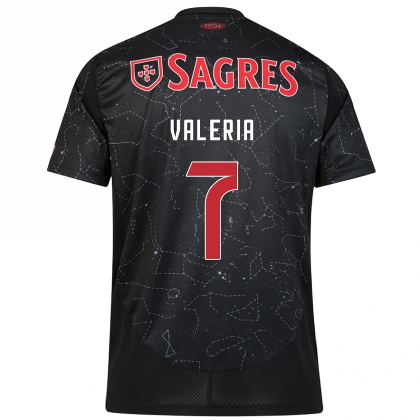 Hombre Fútbol Camiseta Valeria #7 Negro Rojo 2ª Equipación 2024/25