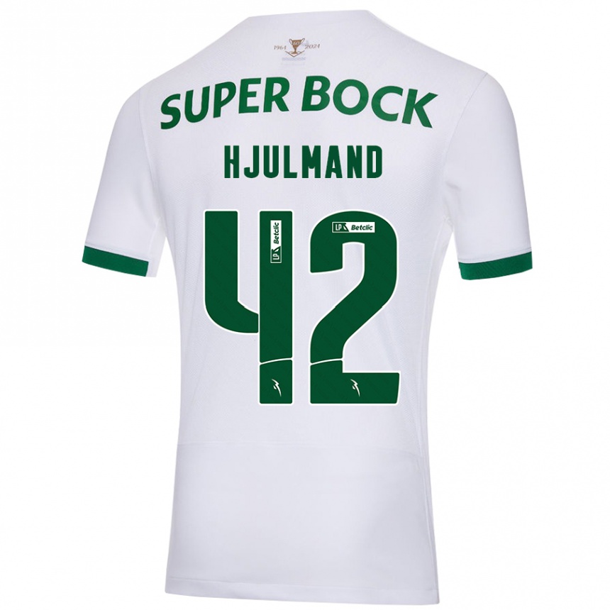 Hombre Fútbol Camiseta Morten Hjulmand #42 Blanco Verde 2ª Equipación 2024/25