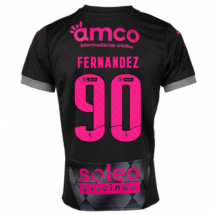 Hombre Fútbol Camiseta Roberto Fernández #90 Negro Rosa 2ª Equipación 2024/25