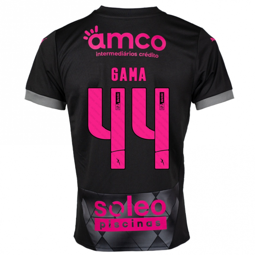 Hombre Fútbol Camiseta Dinis Gama #44 Negro Rosa 2ª Equipación 2024/25