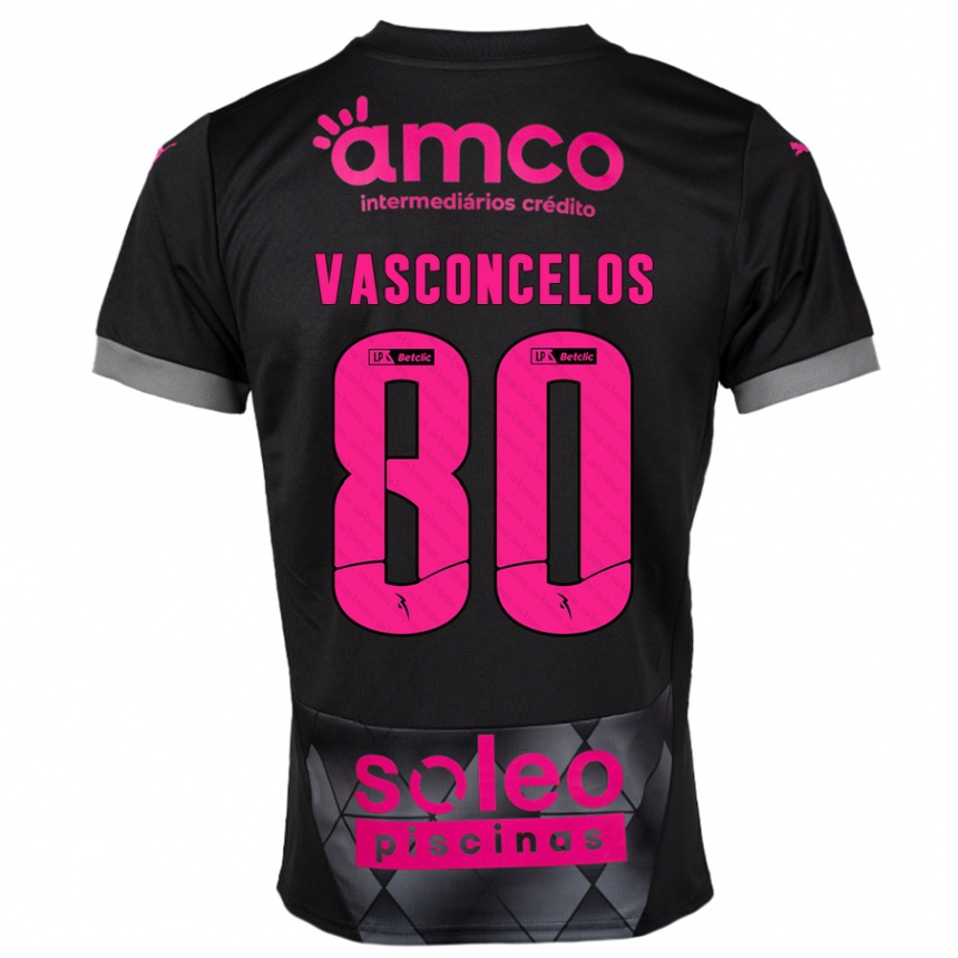 Hombre Fútbol Camiseta Vasconcelos #80 Negro Rosa 2ª Equipación 2024/25