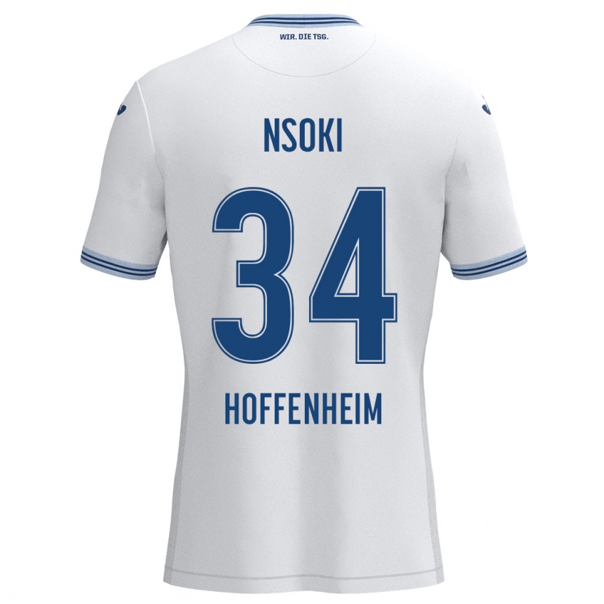 Hombre Fútbol Camiseta Stanley Nsoki #34 Blanco Azul 2ª Equipación 2024/25