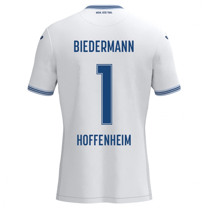 Hombre Fútbol Camiseta Nico Biedermann #1 Blanco Azul 2ª Equipación 2024/25