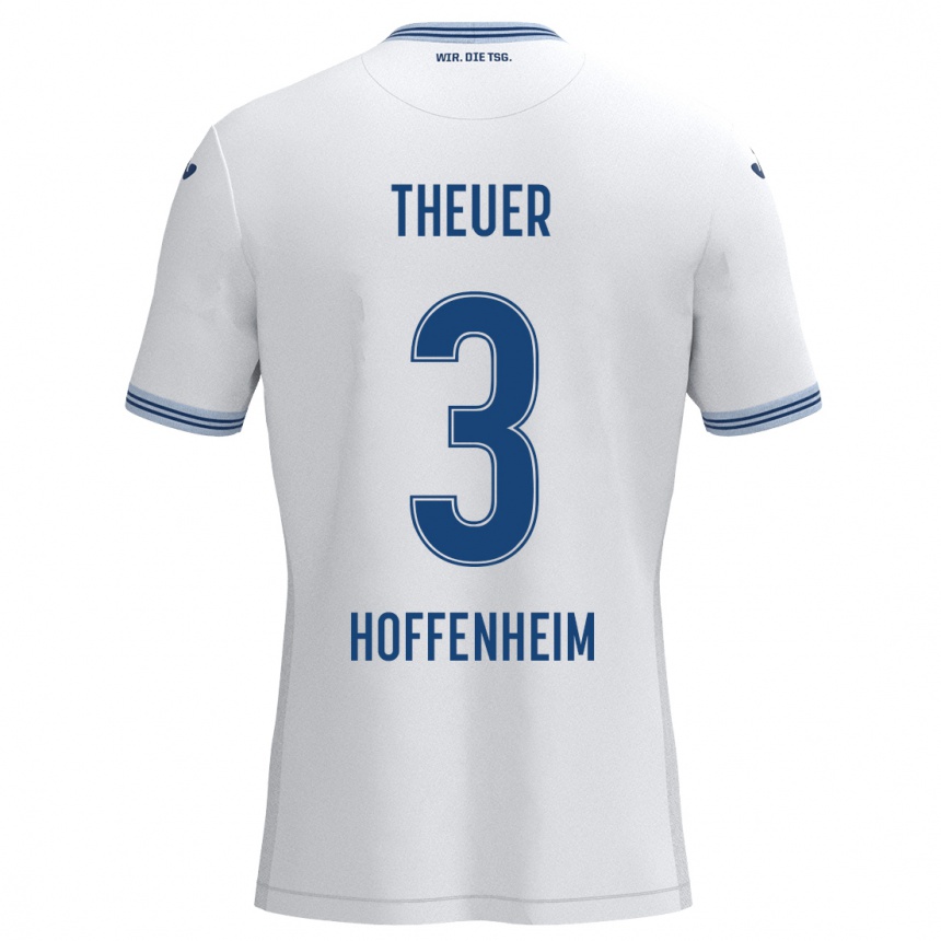 Hombre Fútbol Camiseta Maximilian Theuer #3 Blanco Azul 2ª Equipación 2024/25