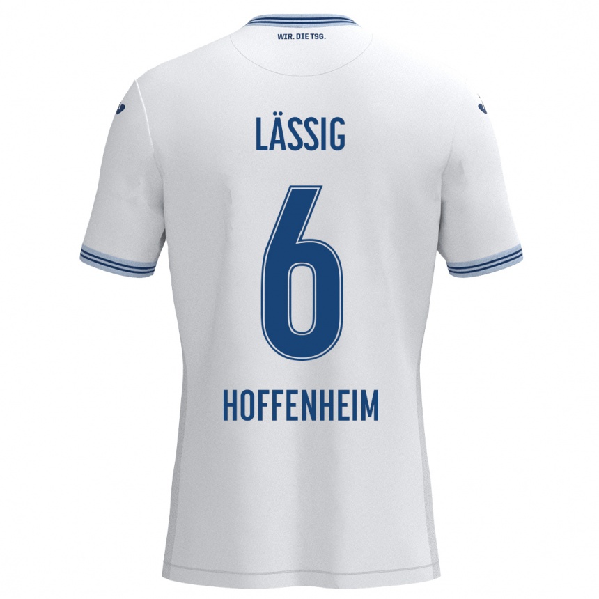 Hombre Fútbol Camiseta Valentin Lässig #6 Blanco Azul 2ª Equipación 2024/25