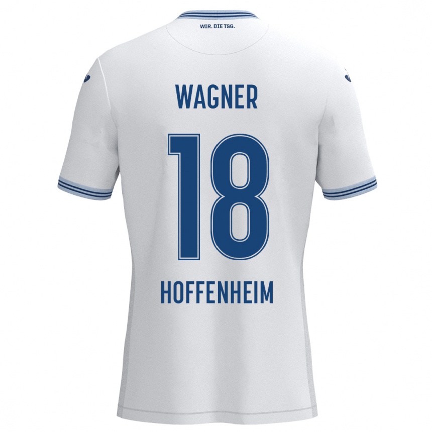 Hombre Fútbol Camiseta Ricardo Wagner #18 Blanco Azul 2ª Equipación 2024/25