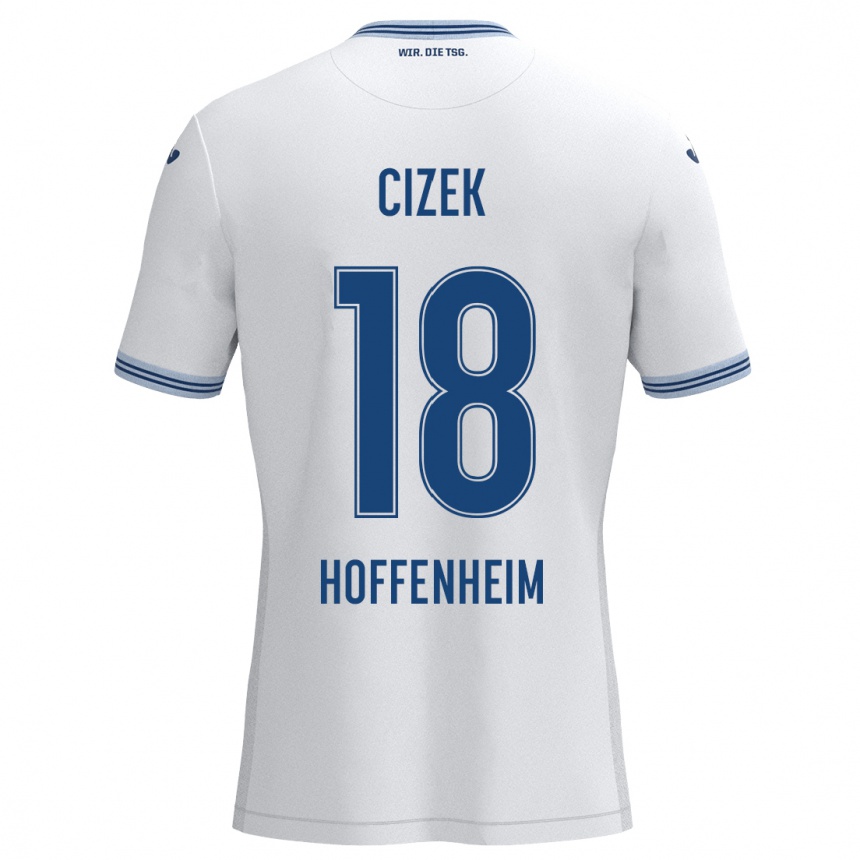 Hombre Fútbol Camiseta Krystof Cizek #18 Blanco Azul 2ª Equipación 2024/25