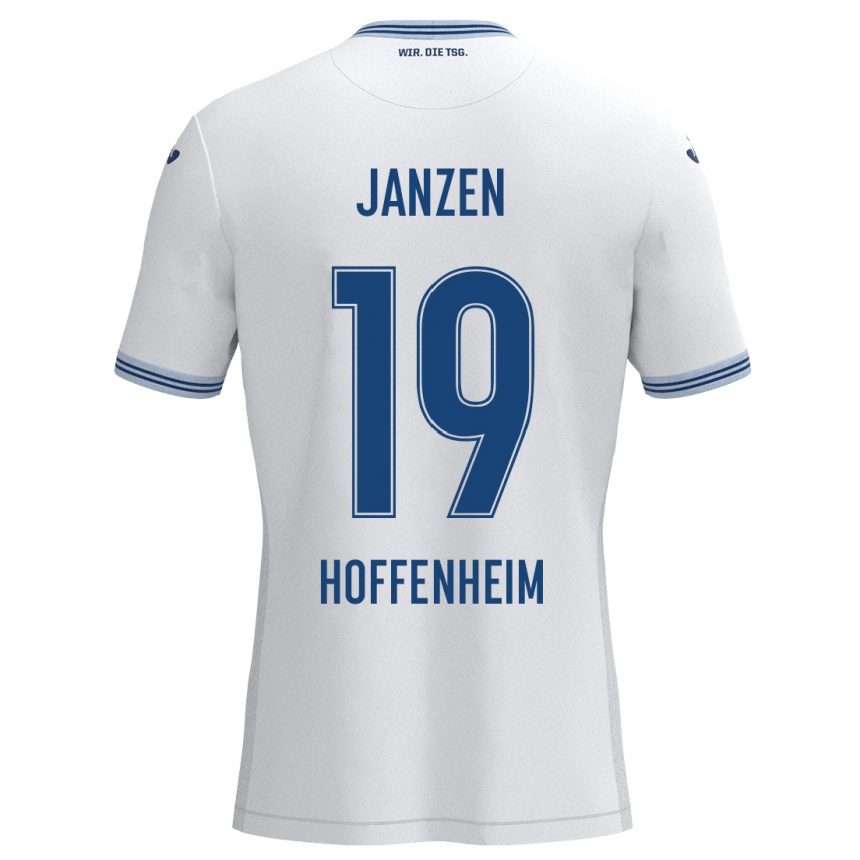 Hombre Fútbol Camiseta Mathilde Janzen #19 Blanco Azul 2ª Equipación 2024/25