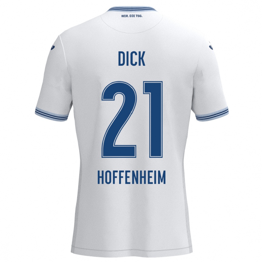 Hombre Fútbol Camiseta Laura Dick #21 Blanco Azul 2ª Equipación 2024/25