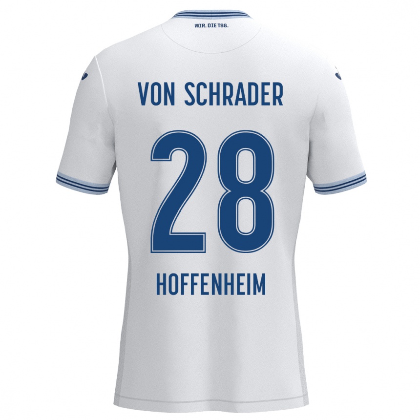 Hombre Fútbol Camiseta Lina Von Schrader #28 Blanco Azul 2ª Equipación 2024/25