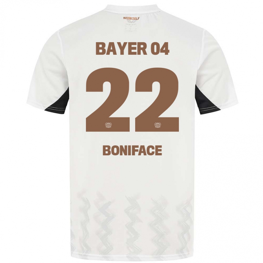 Hombre Fútbol Camiseta Victor Boniface #22 Blanco Negro 2ª Equipación 2024/25