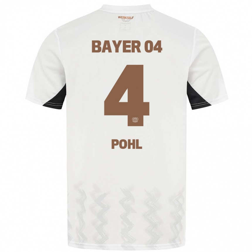 Hombre Fútbol Camiseta Ferdinand Pohl #4 Blanco Negro 2ª Equipación 2024/25