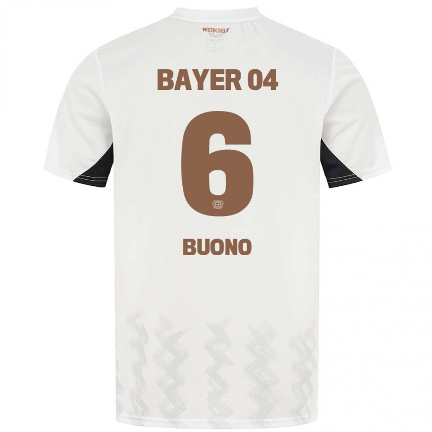 Hombre Fútbol Camiseta Francesco Buono #6 Blanco Negro 2ª Equipación 2024/25