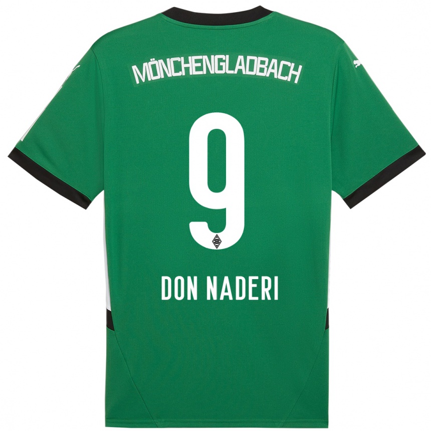 Hombre Fútbol Camiseta Ryan Don Naderi #9 Verde Blanco 2ª Equipación 2024/25