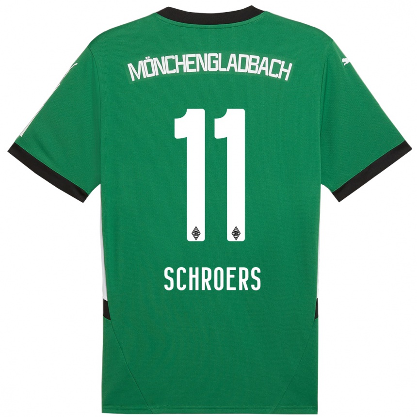 Hombre Fútbol Camiseta Mika Schroers #11 Verde Blanco 2ª Equipación 2024/25