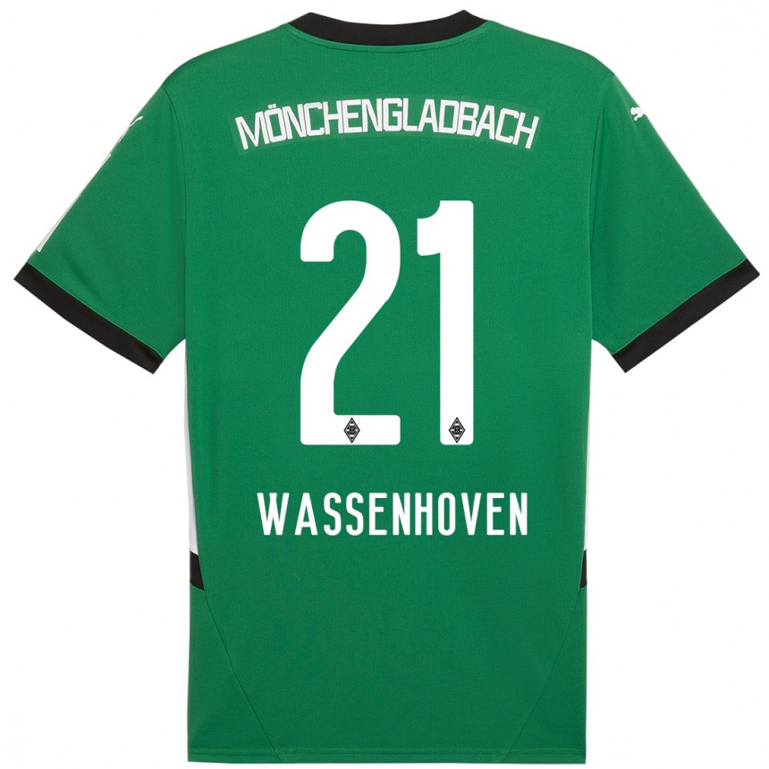 Hombre Fútbol Camiseta Michelle Wassenhoven #21 Verde Blanco 2ª Equipación 2024/25