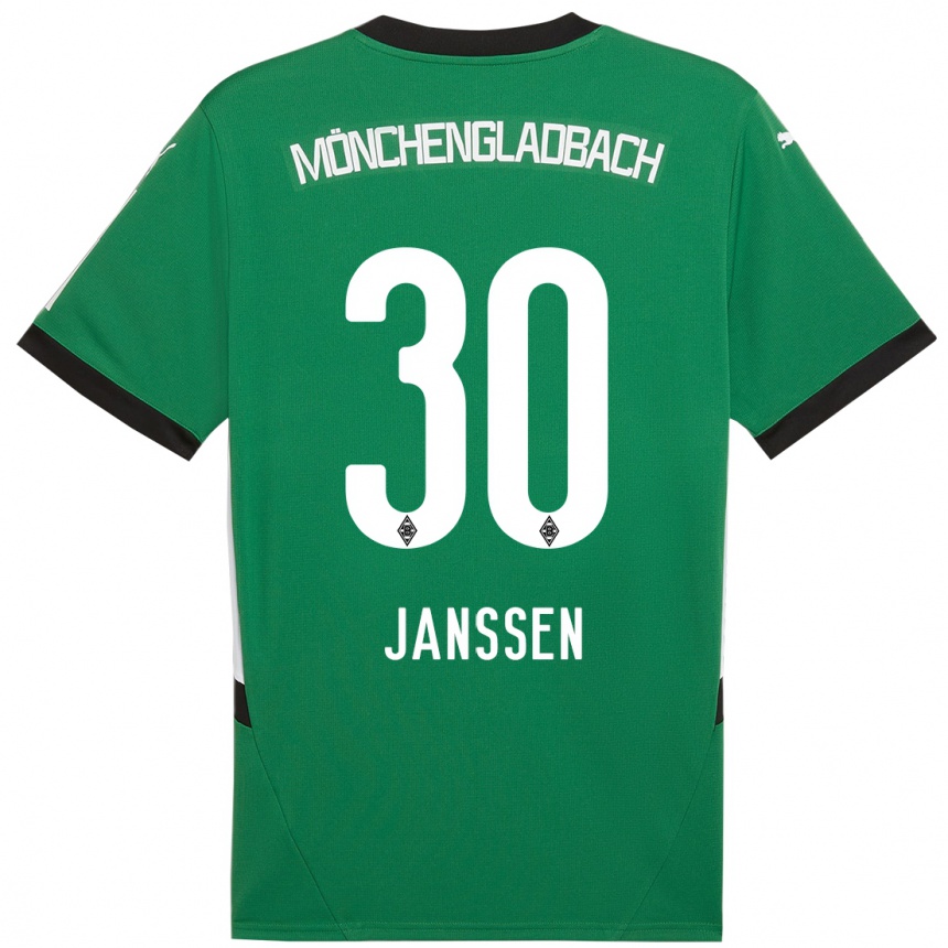 Hombre Fútbol Camiseta Annalena Janssen #30 Verde Blanco 2ª Equipación 2024/25