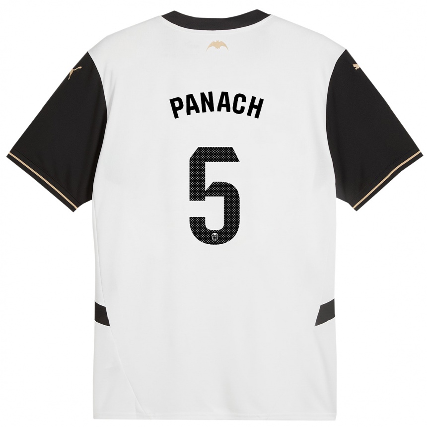 Mujer Fútbol Camiseta Alejandro Panach #5 Blanco Negro 1ª Equipación 2024/25