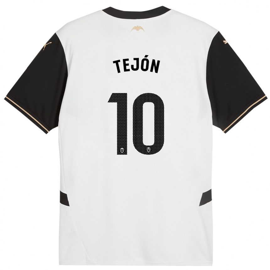 Mujer Fútbol Camiseta Martín Tejón #10 Blanco Negro 1ª Equipación 2024/25