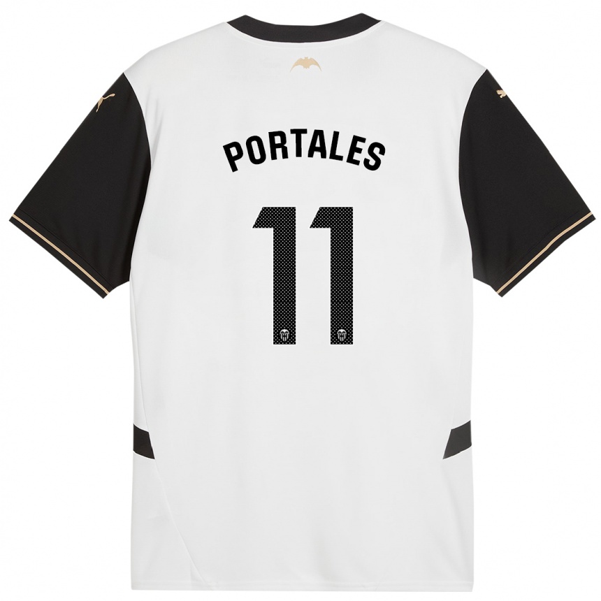 Mujer Fútbol Camiseta Macarena Portales #11 Blanco Negro 1ª Equipación 2024/25