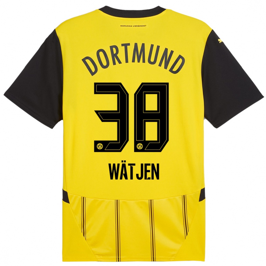 Mujer Fútbol Camiseta Kjell Wätjen #38 Amarillo Negro 1ª Equipación 2024/25