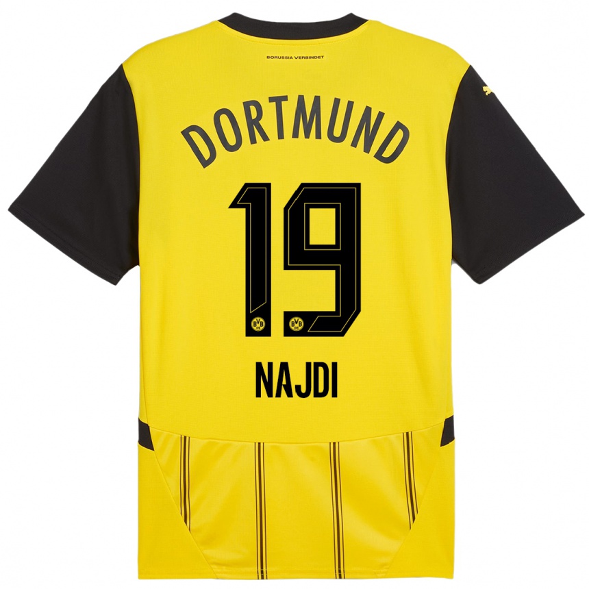 Mujer Fútbol Camiseta Ahmad Najdi #19 Amarillo Negro 1ª Equipación 2024/25