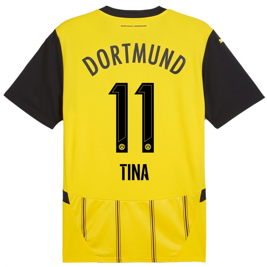 Mujer Fútbol Camiseta Abdulla Tina #11 Amarillo Negro 1ª Equipación 2024/25