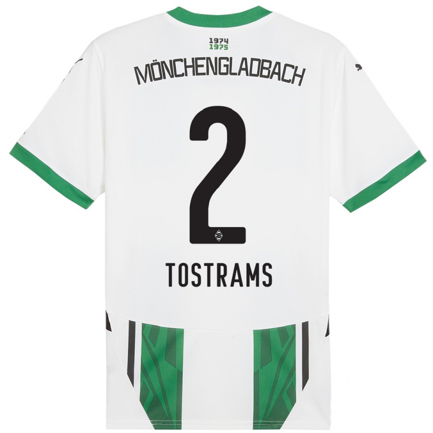 Mujer Fútbol Camiseta Eva Tostrams #2 Blanco Verde 1ª Equipación 2024/25