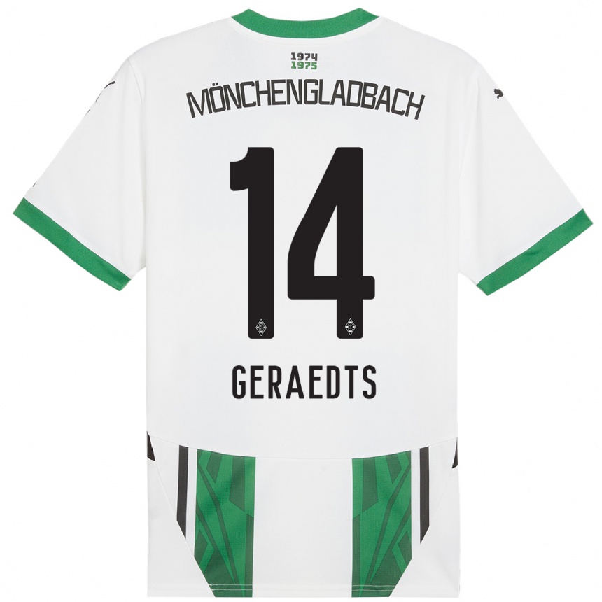 Mujer Fútbol Camiseta Kelsey Geraedts #14 Blanco Verde 1ª Equipación 2024/25