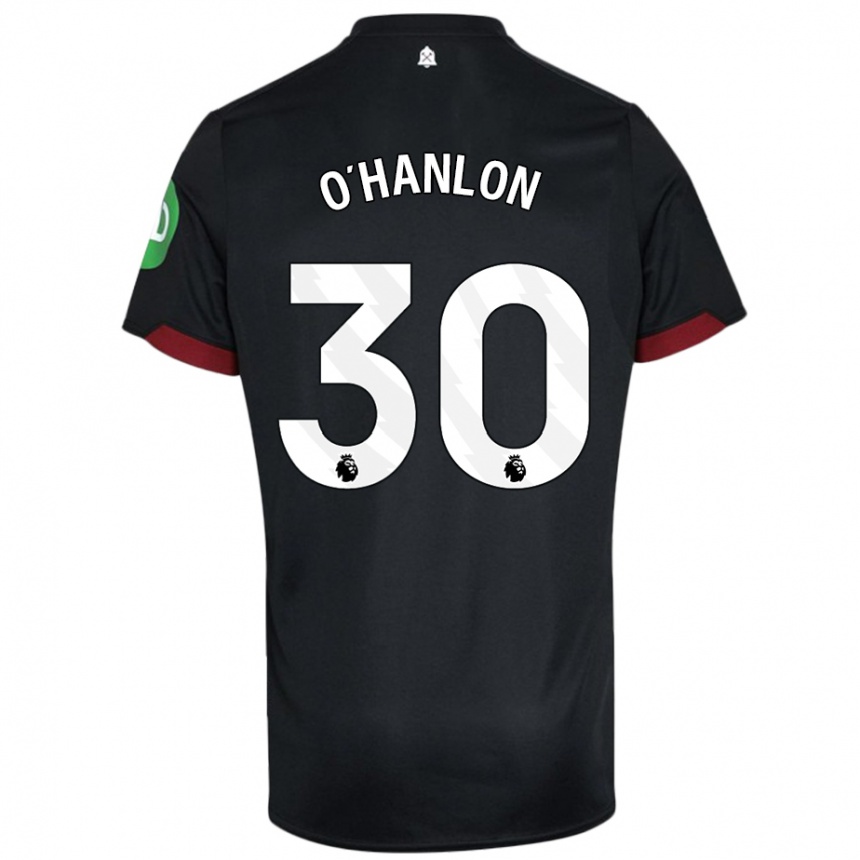 Mujer Fútbol Camiseta Katie O'hanlon #30 Negro Blanco 2ª Equipación 2024/25