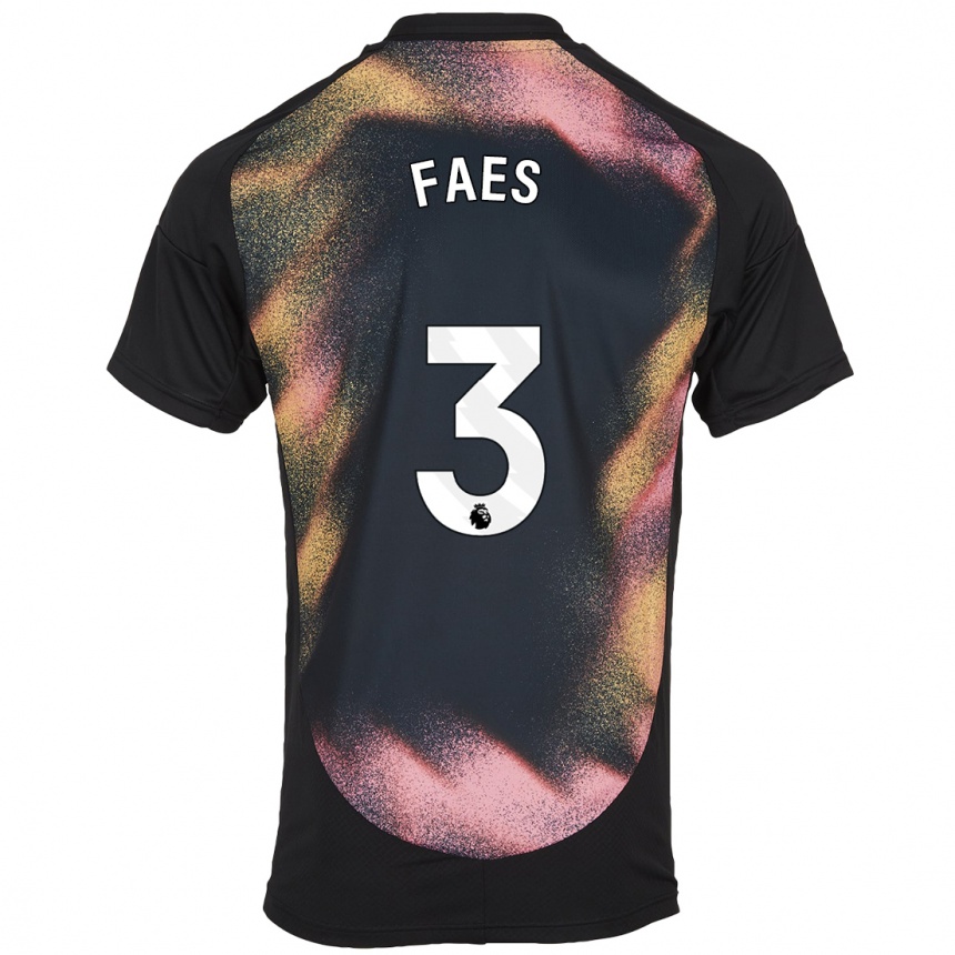 Mujer Fútbol Camiseta Wout Faes #3 Negro Blanco 2ª Equipación 2024/25