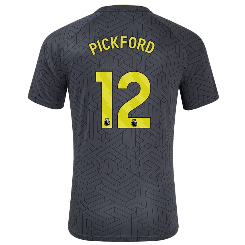 Mujer Fútbol Camiseta Jordan Pickford #12 Negro Amarillo 2ª Equipación 2024/25