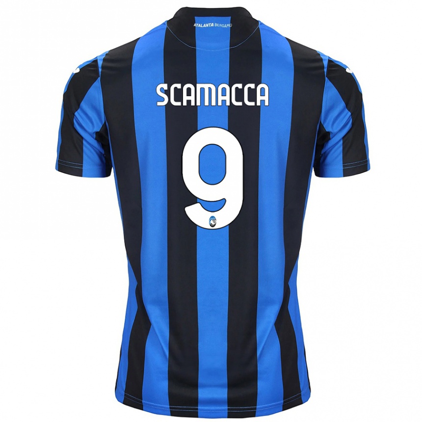 Niño Fútbol Camiseta Gianluca Scamacca #9 Azul Negro 1ª Equipación 2024/25