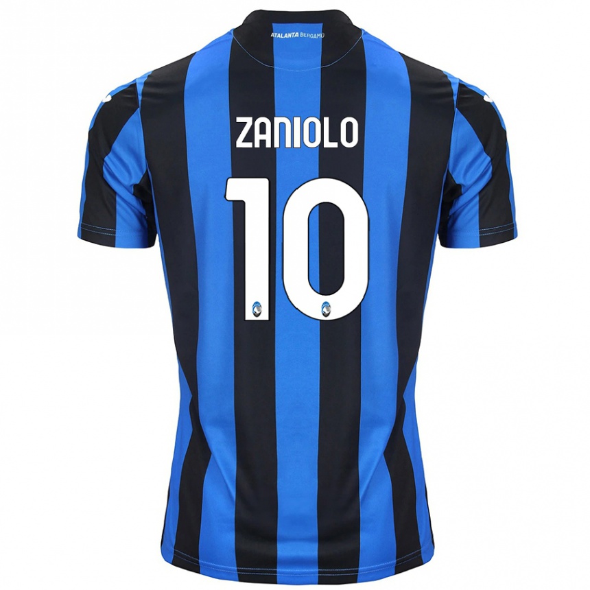 Niño Fútbol Camiseta Nicolo Zaniolo #10 Azul Negro 1ª Equipación 2024/25