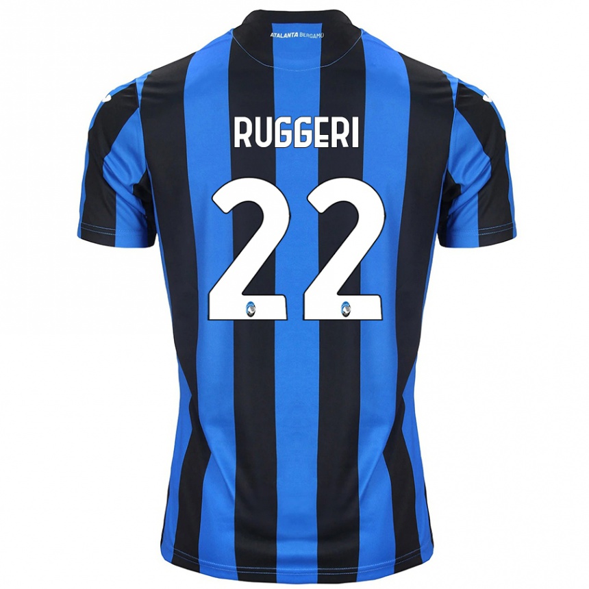 Niño Fútbol Camiseta Matteo Ruggeri #22 Azul Negro 1ª Equipación 2024/25