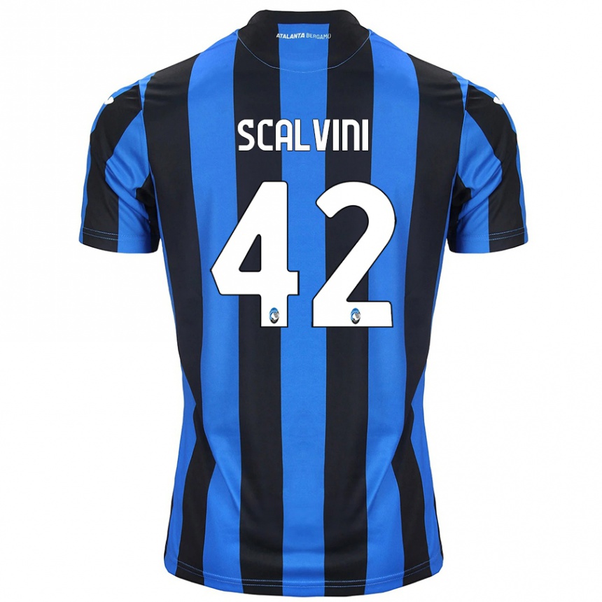 Niño Fútbol Camiseta Giorgio Scalvini #42 Azul Negro 1ª Equipación 2024/25