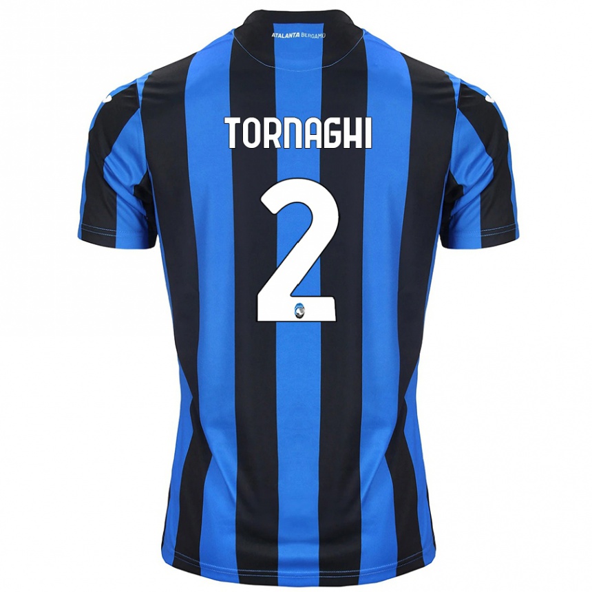 Niño Fútbol Camiseta Pietro Tornaghi #2 Azul Negro 1ª Equipación 2024/25