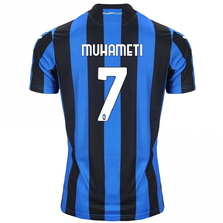 Niño Fútbol Camiseta Endri Muhameti #7 Azul Negro 1ª Equipación 2024/25