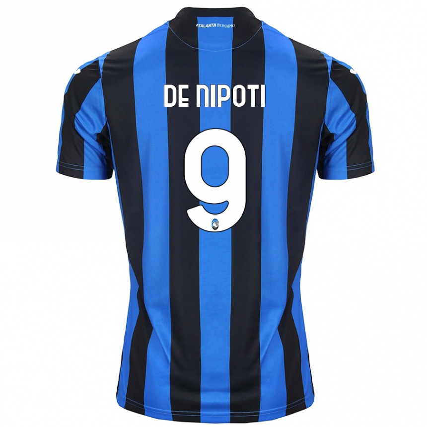 Niño Fútbol Camiseta Tommaso De Nipoti #9 Azul Negro 1ª Equipación 2024/25