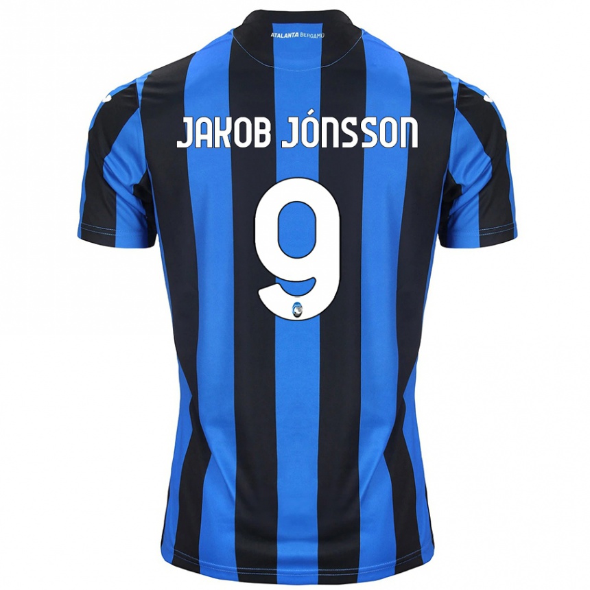 Niño Fútbol Camiseta Birkir Jakob Jónsson #9 Azul Negro 1ª Equipación 2024/25